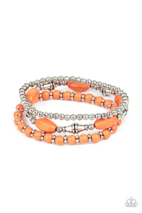Sahara Sanctuary-Orange Stretch Bracelet-Paparazzi Accessories.