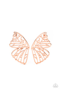 Butterfly Frills-Copper Post Earring-Paparazzi Accessories