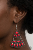 Desert Fiesta-Red Earring-Paparazzi Accessories
