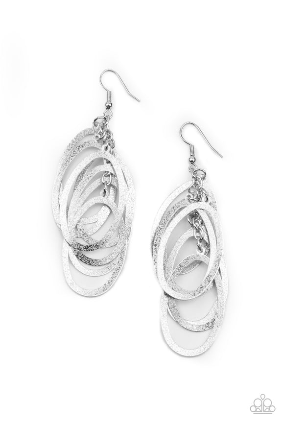Mind OVAL Matter-Silver Earring-Paparazzi Accessories.