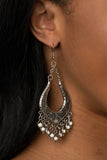 Sahara Fiesta-White Earring-Paparazzi Accessories.