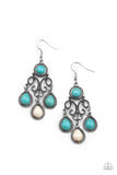 Canyon Chandelier-Multi Earring-Blue-White-Paparazzi Accessories.