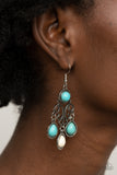 Canyon Chandelier-Multi Earring-Blue-White-Paparazzi Accessories.