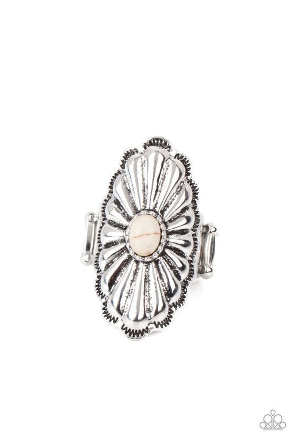 Cottage Couture-White Ring-Paparazzi Accessories