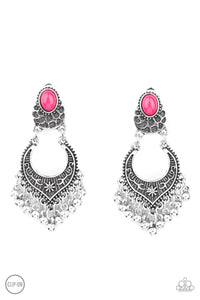 Summery Gardens-Pink Clip-On Earring-Paparazzi Accessories.