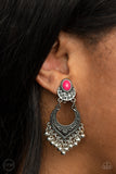 Summery Gardens-Pink Clip-On Earring-Paparazzi Accessories.