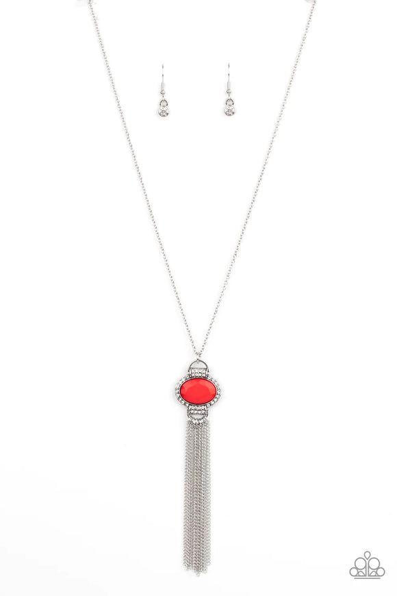 What GLOWS Up-Red Necklace-Paparazzi Accessories