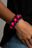 Tropical Temptations-Pink Stretch Bracelet-Wood-Paparazzi Accessories.