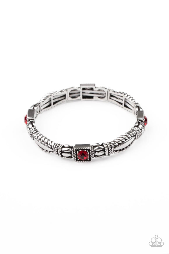 Get This GLOW On The Road-Red Stretch Bracelet-Paparazzi Accessories