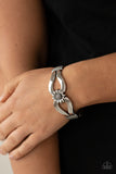 Let A Hundred SUNFLOWERS Bloom-Silver Hinge Bracelet-Paparazzi Accessories