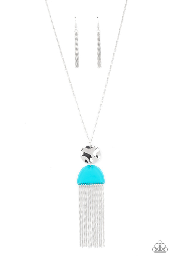 Color Me Neon-Blue Necklace-Acrylic-Paparazzi Accessories.