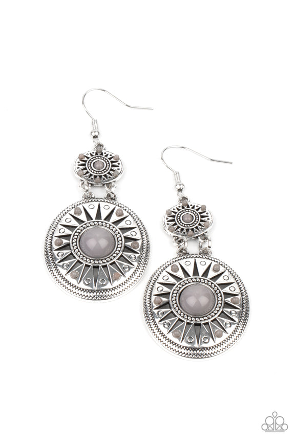 Temple of The Sun-Silver Earring-Paparazzi Accessories