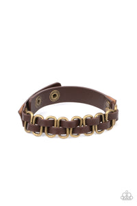 Gone Rogue-Brass Urban Bracelet-Leather-Paparazzi Accessories