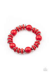 Rustic Rival-Red Stretch Bracelet-Paparazzi Accessories.