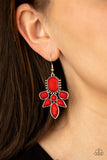 Vacay Vixen-Red Earring-Paparazzi Accessories.