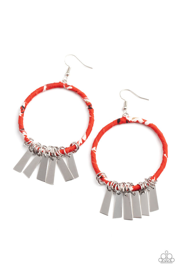 Garden Chimes-Red Earring-Paparazzi Accessories.