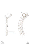 Doubled Down On Dazzle-White Ear Crawler Earring-Paparazzi Accessories