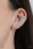 Doubled Down On Dazzle-White Ear Crawler Earring-Paparazzi Accessories