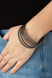 How Do You Stack Up?-Black Bangle Bracelet-Paparazzi Accessories.