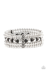 Gloss Over The Details-Black Stretch Bracelet-Paparazzi Accessories.