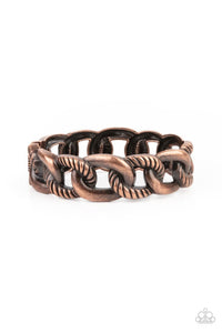 Bold Move-Copper Hinge Bracelet-Paparazzi Accessories.