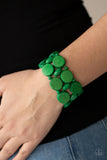 Beach Bravado-Green Stretch Bracelet-Wood-Paparazzi Accessories
