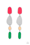 Deco By Design-Multi Post Earring-Pink-Green-Paparazzi Accessories