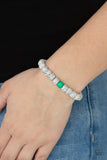 ZEN Second Rule-Green Urban Stretch Bracelet-White-Paparazzi accessories.