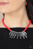 Icy Intimidation-Red Necklace-Paparazzi Accessories