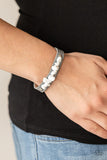 Pebble Paradise-Silver Wrap Bracelet-Leather-Paparazzi Accessories.