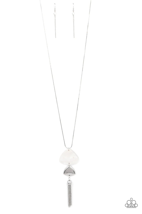 TIDE You Over-White Necklace-Paparazzi Accessories