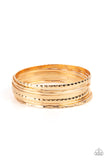 How Do You Stack Up?-Gold Bangle Bracelet-Paparazzi Accessories