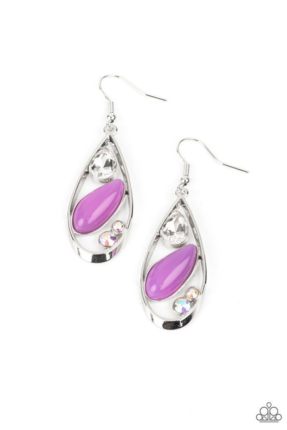 Harmonious Harbors-Purple Earring-Paparazzi Accessories.