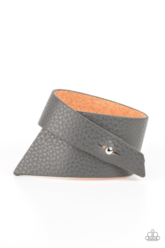 PIECE Offering-Silver Wrap Bracelet-Leather-Paparazzi Accessories.