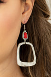 Material Girl Mod-Red Earring-Paparazzi Accessories.