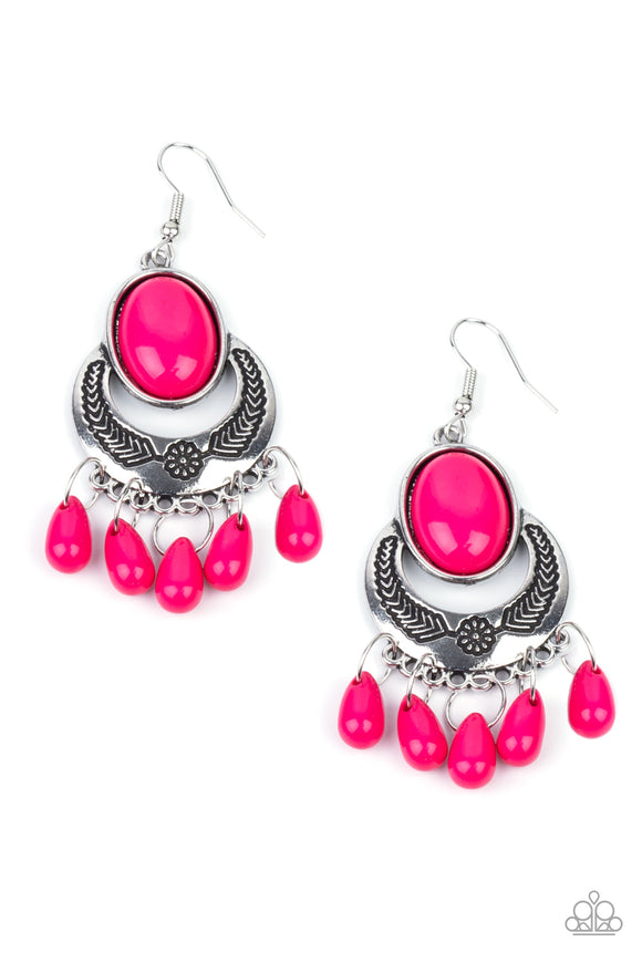 Prairie Flirt-Pink Earring-Paparazzi Accessories.