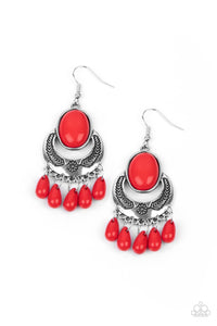 Prairie Flirt-Red Earring-Paparazzi Accessories.