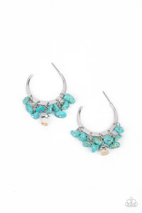 Gorgeously Grounding-Blue Hoop Earring-Paparazzi Accessories