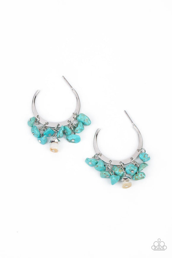 Gorgeously Grounding-Blue Hoop Earring-Paparazzi Accessories