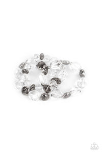 Crystal Charisma-White Stretch Bracelet-Paparazzi Accessories.