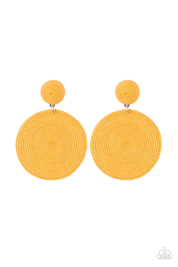 Circulate The Room-Yellow Post Earring-Paparazzi Accessories