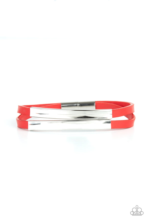 Dangerously Divine-Red Bracelet-Leather-Paparazzi Accessories