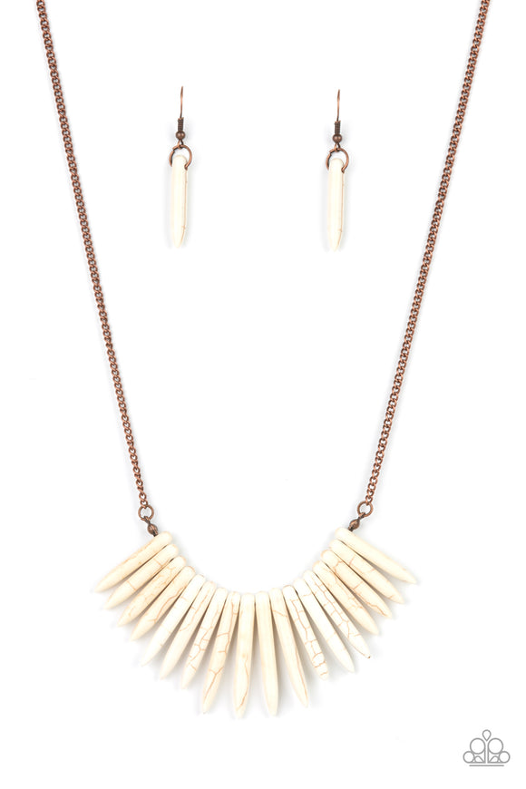 Exotic Edge-Copper Necklace-White-Paparazzi Accessories