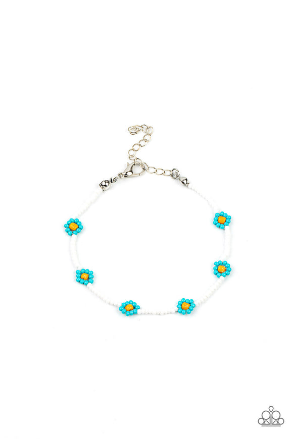 Camp Flower Power-Blue Clasp Bracelet-Seed Bead-Paparazzi Accessories