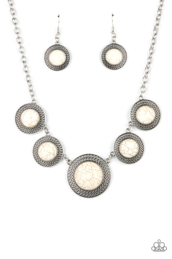 Circle The Wagons-White Necklace-Paparazzi Accessories.