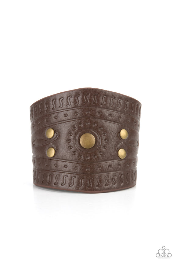 Orange County-Brass Urban Wrap Bracelet-Leather-Paparazzi Accessories