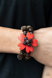 Tropical Flavor-Red Stretch Bracelet-Wood-Paparazzi Accessories.