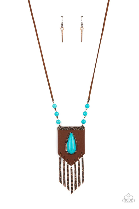 Enchantingly Tribal-Copper Necklace-Blue-Paparazzi Accessories