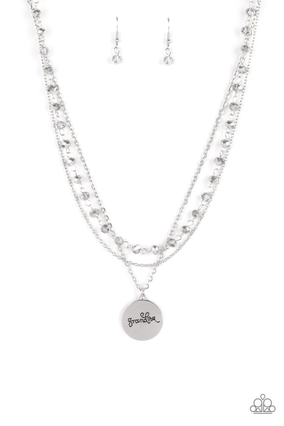 Promoted to Grandma-Silver Necklace-Paparazzi Accessories