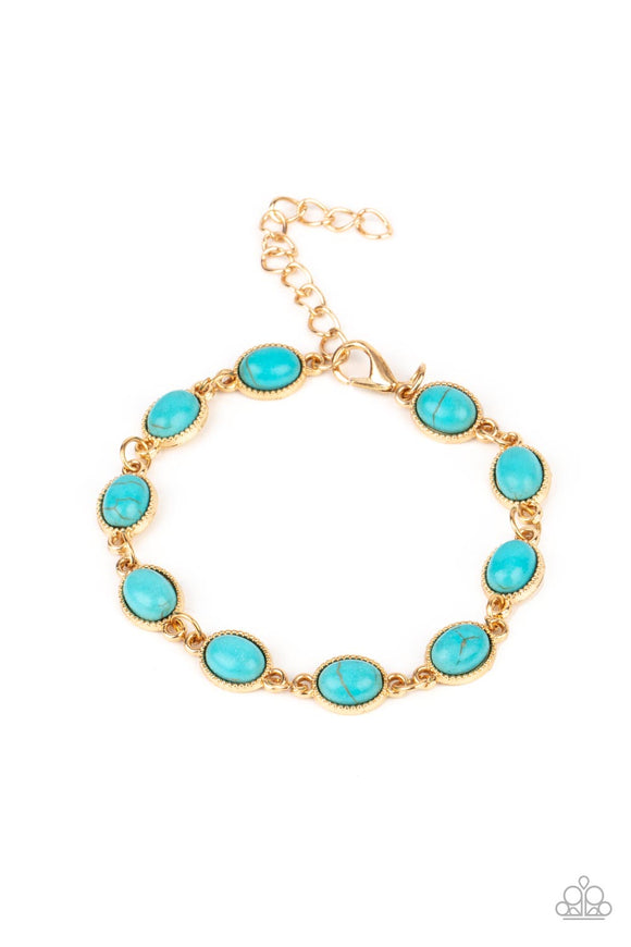 Desert Day Trip-Blue Clasp Bracelet-Gold-Paparazzi Accessories